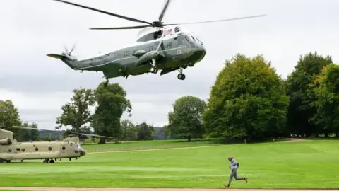 The US President Diverted and Compelled to Swap Helicopters En Route to Stansted